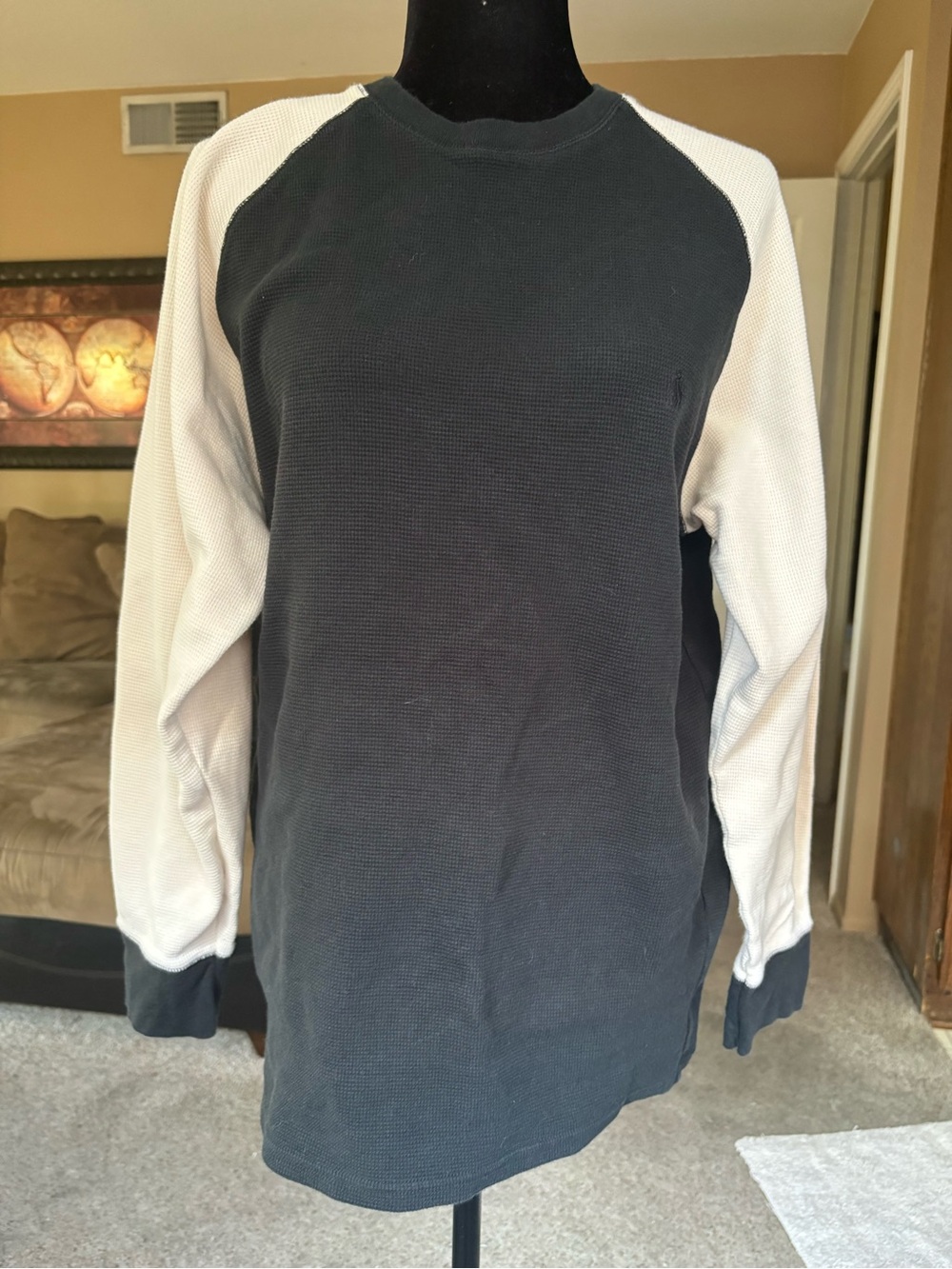 POLO Ralph Lauren Black and White Long Sleeve Thermal Top XL